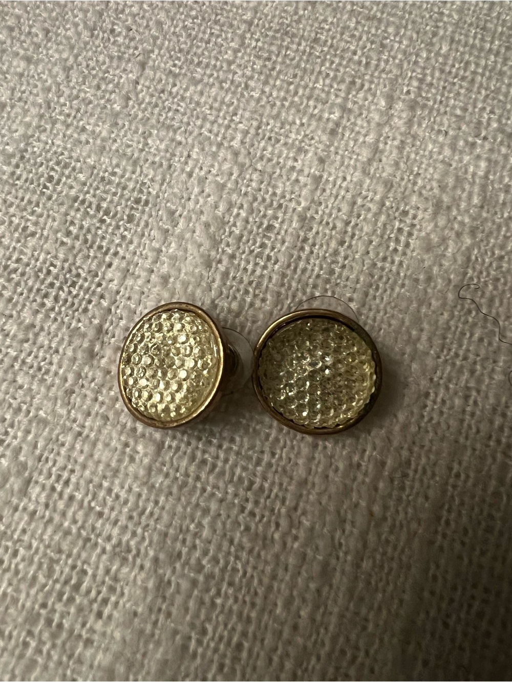 Gold Textured Round Stud Earrings